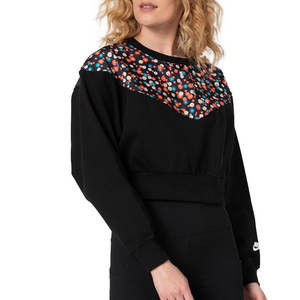 Nike Heritage Floral Black Cropped Sweat Top